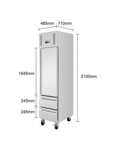 Armoire régrigérée négative GN compacte série G 1 porte et 2 tiroirs 180L - Polar - UA116