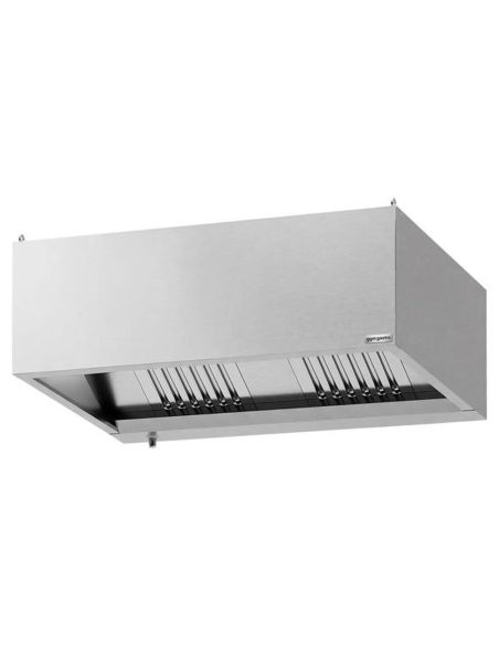 Hotte caisson inox statique 1m40 avec filtre et éclairage | Profondeur 900 mm