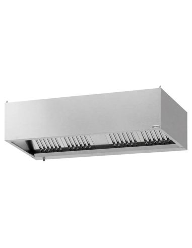 Hotte caisson inox statique 2m avec filtre et éclairage | Profondeur 900 mm