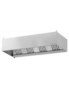 Hotte caisson inox statique 2m20 avec filtre et éclairage | Profondeur 900 mm
