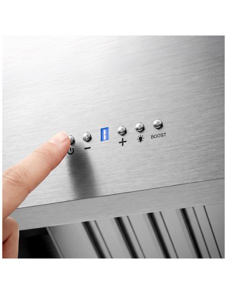 Hotte caisson inox 2m avec moteur, régulateur, filtre et éclairage | Profondeur 900 mm