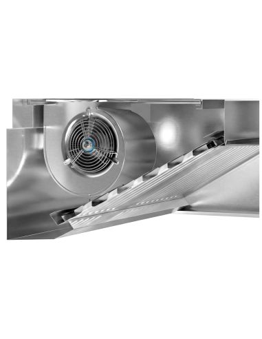Hotte caisson inox 2m avec moteur, régulateur, filtre et éclairage | Profondeur 900 mm