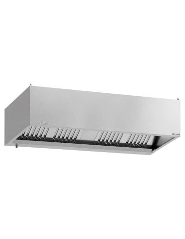 Hotte caisson inox 2m avec moteur, régulateur, filtre et éclairage | Profondeur 900 mm