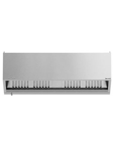 Hotte caisson inox 2m avec moteur, régulateur, filtre et éclairage | Profondeur 900 mm