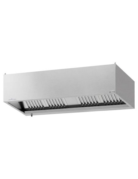 Hotte caisson inox 2m avec moteur, régulateur, filtre et éclairage | Profondeur 900 mm