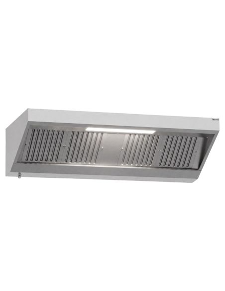 Hotte murale inox statique 2m avec filtre et éclairage | Profondeur 700 mm