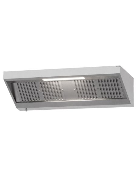 Hotte murale inox statique 2m avec filtre et éclairage | Profondeur 700 mm