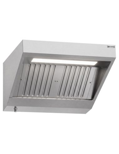 Hotte murale inox statique 1m avec filtre et éclairage | Profondeur 900 mm