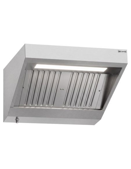 Hotte murale inox statique 1m avec filtre et éclairage | Profondeur 900 mm