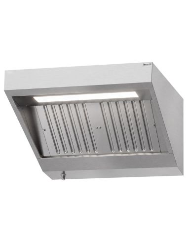 Hotte murale inox statique 1m avec filtre et éclairage | Profondeur 900 mm