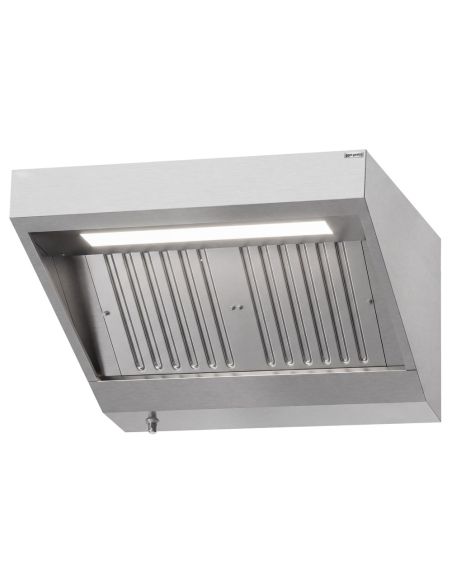 Hotte murale inox statique 1m avec filtre et éclairage | Profondeur 900 mm
