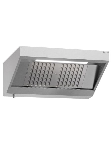 Hotte murale inox statique 1m20 avec filtre et éclairage | Profondeur 900 mm