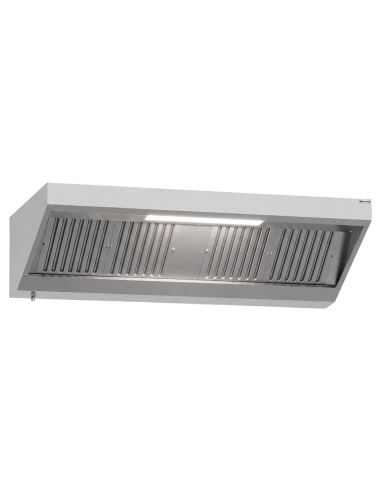 Hotte murale inox statique 2m avec filtre et éclairage | Profondeur 900 mm