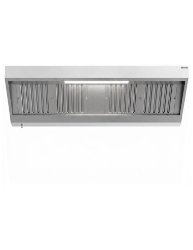 Hotte murale inox statique 2m avec filtre et éclairage | Profondeur 900 mm