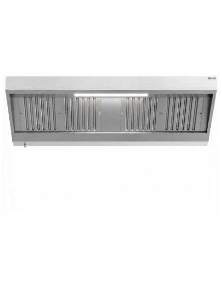 Hotte murale inox statique 2m avec filtre et éclairage | Profondeur 900 mm