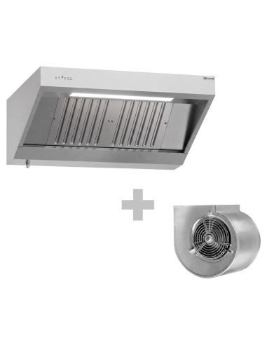 Hotte murale inox 1m20 avec moteur, régulateur, filtre et éclairage | Profondeur 900 mm