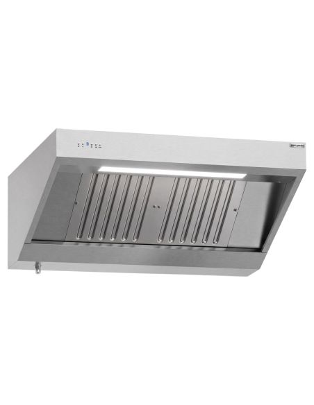 Hotte murale inox 1m20 avec moteur, régulateur, filtre et éclairage | Profondeur 900 mm