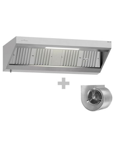 Hotte murale inox 2m avec moteur, régulateur, filtre et éclairage | Profondeur 700 mm