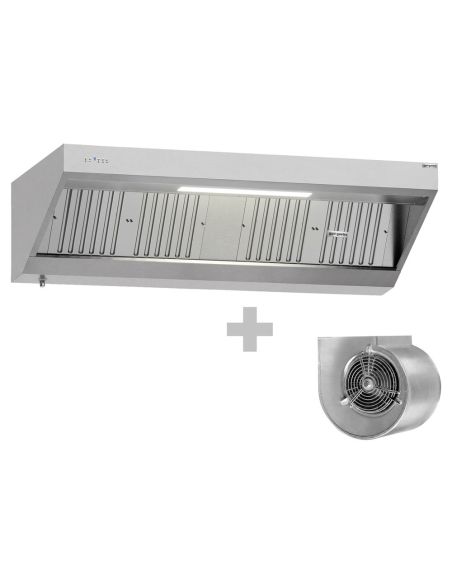 Hotte murale inox 2m avec moteur, régulateur, filtre et éclairage | Profondeur 700 mm