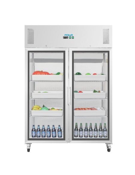 Vitrine réfrigérée positive deux portes vitrée - GN 2/1 - 770 L | Polar - CW198