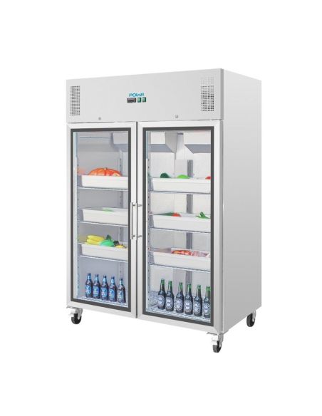 Vitrine réfrigérée positive deux portes vitrée - GN 2/1 - 770 L | Polar - CW198