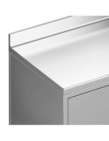 Meuble inox pour machine à café - 800 x 600 mm - Étagère réglable - 2 compartiments