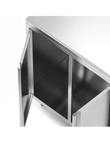 Meuble inox pour machine à café - 800 x 600 mm - Étagère réglable - 2 compartiments