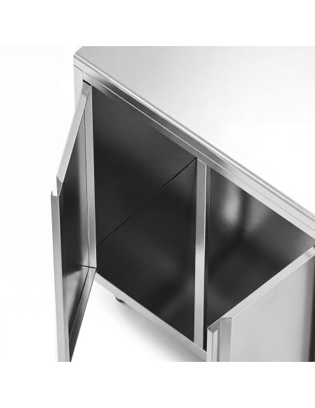 Meuble inox pour machine à café - 800 x 600 mm - Étagère réglable - 2 compartiments