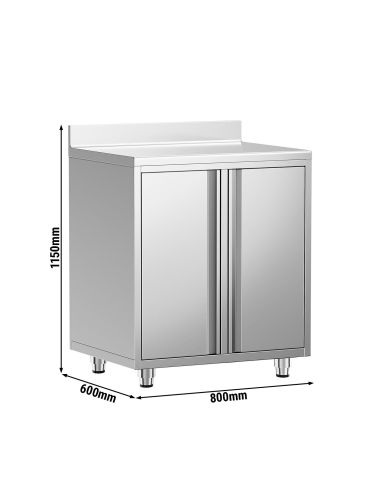 Meuble inox pour machine à café - 800 x 600 mm - Étagère réglable - 2 compartiments