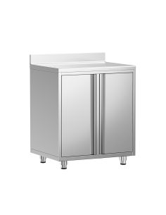 Meuble inox pour machine à café - 800 x 600 mm - Étagère réglable - 2 compartiments