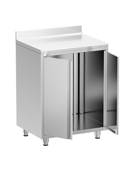 Meuble inox pour machine à café - 800 x 600 mm - Étagère réglable - 2 compartiments